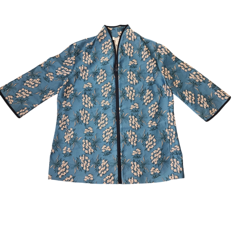 Wildflower Bouquet High Neck Jacket w/ Zipper in Color Petrol VW size XL